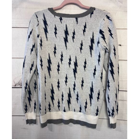 Chaser Sweater Lightening Bolts Sparkly Size SM Grey Navy Blue - Picture 2 of 5